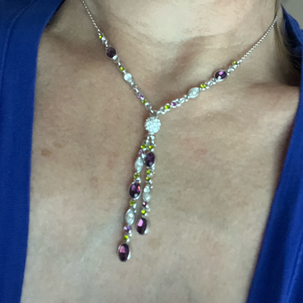 Swarovski Purple and Green in Silver Necklace